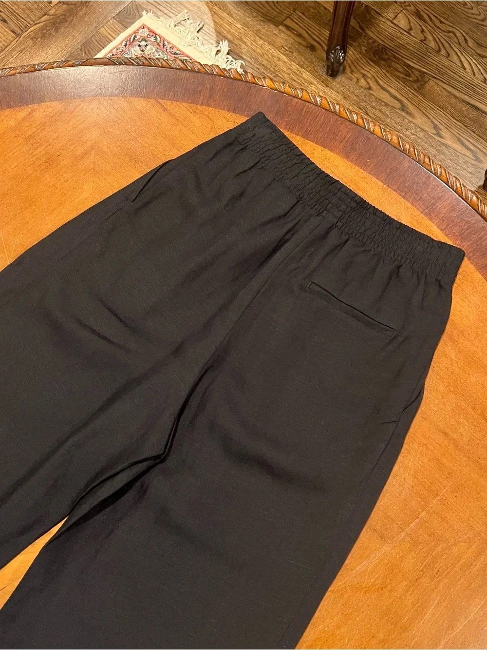 NWT H&M Women’s Linen Blend Pleated Wide Leg Trousers Black US 2 High Waisted